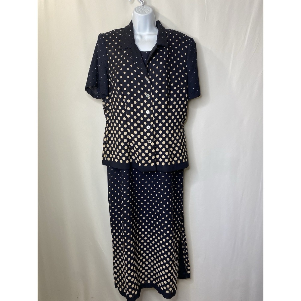 Vintage Miss Scarlet Women's 2 Piece Maxi Dress Size 14 Polka Dot Patriotic Glam